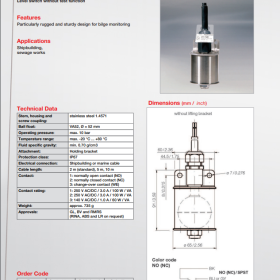 Level Switch for Bilge Monitoring Float Type