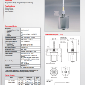 Level Float Switch for Bilge Monitoring