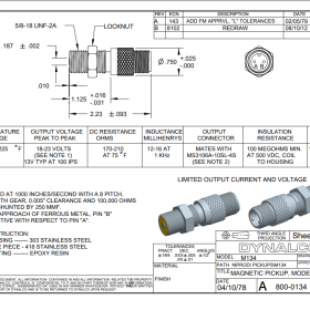 Dynalco Magnetic Pickup For Hazardous Location