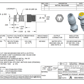 Magnetic Pickup Engine Speed Sensor M303 Datasheet